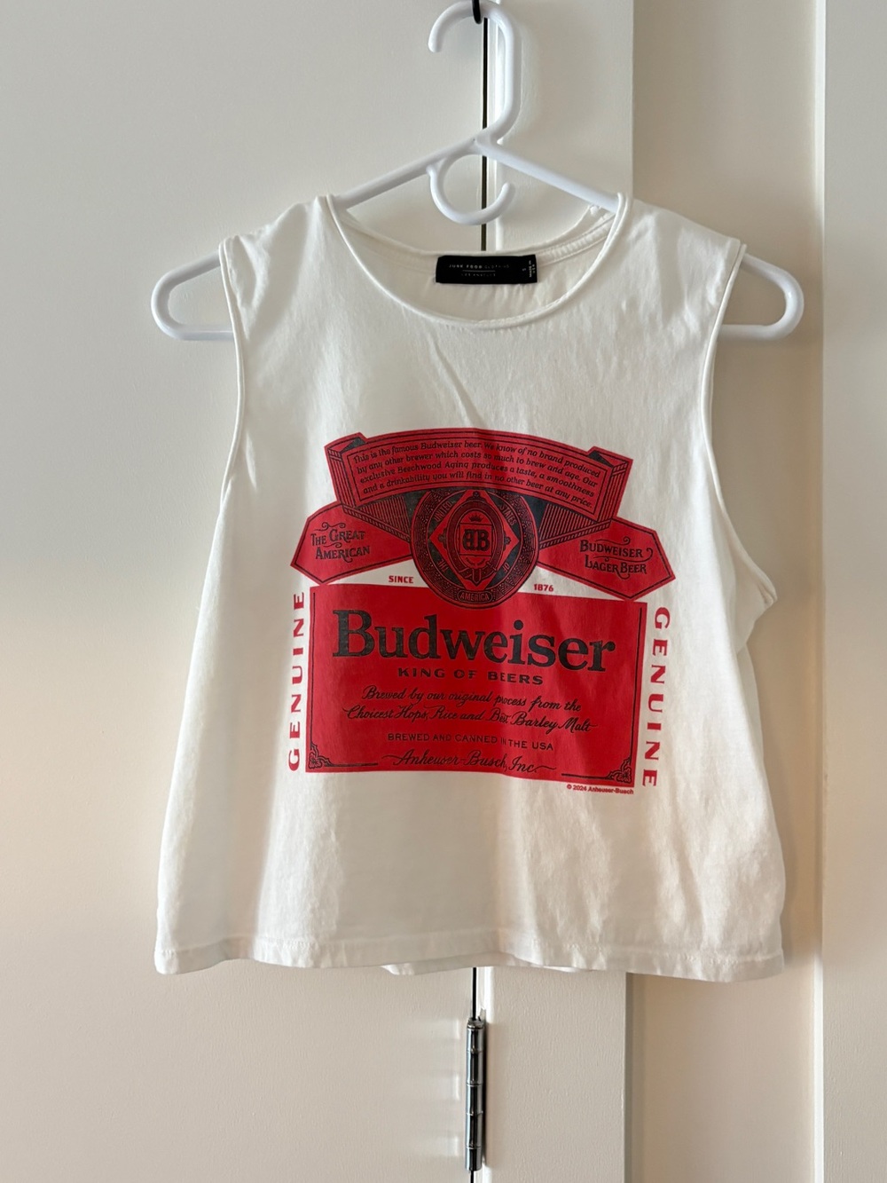 Junk Food Clothing White Muscle Tank with Red Graphic